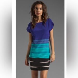 Trina Turk Blue and Teal Stripe Mini Dress